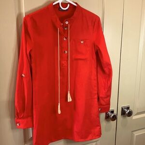 Nefise Tunic Dress Orange-Red, Size Small